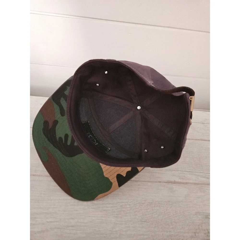 Steamboat Brown Camo Leather Patch Baseball Hat Strapback Adjustable Cap